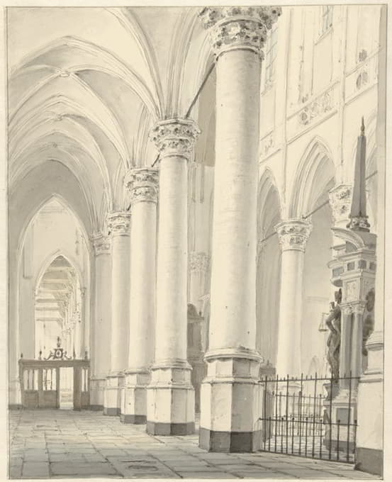 Johannes Jelgerhuis - Gezicht in de Nieuwe Kerk te Delft