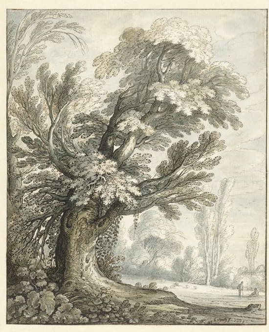 Marten de Cock - Landscape with a Tall Tree