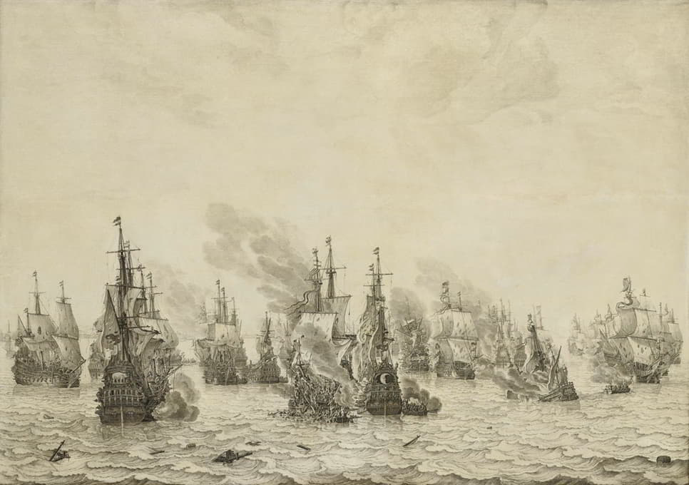 Willem van de Velde the Elder - The Battle of Livorno (Leghorn)