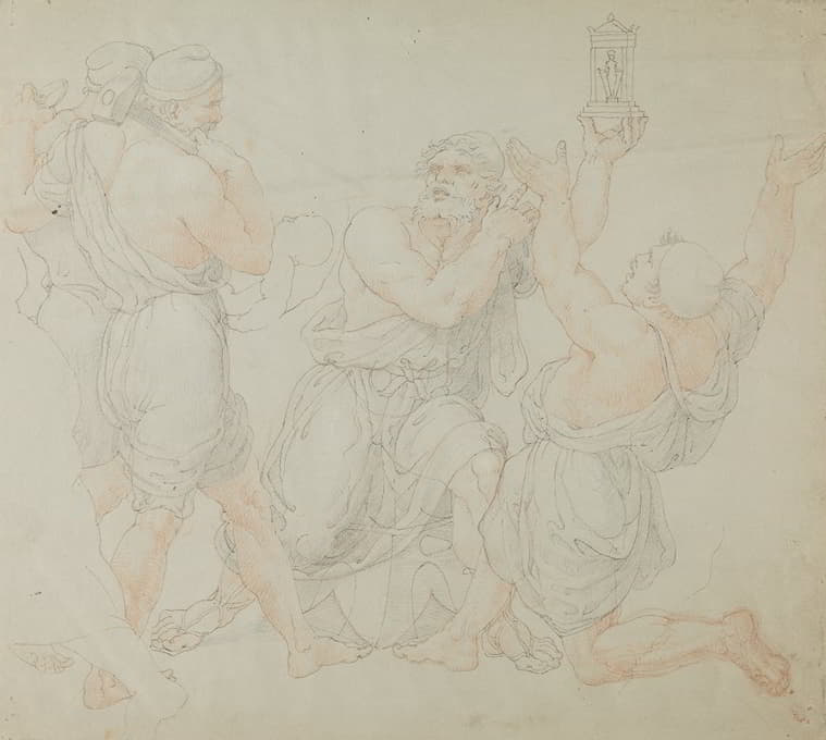 Edward Francis Burney - Study for the Figures of Demitrius and Two Workmen