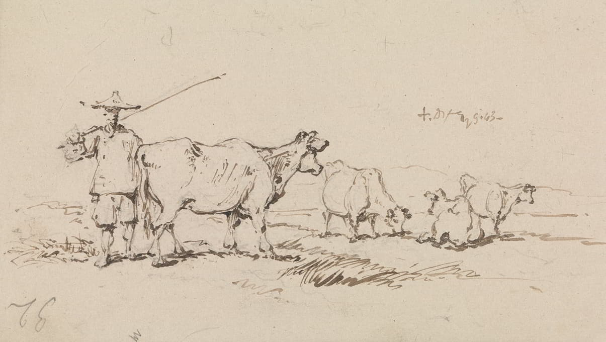 George Chinnery - A Peasant with Cattle