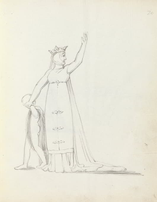 John Flaxman - Mrs. Siddons leading child by the hand with left arm raised