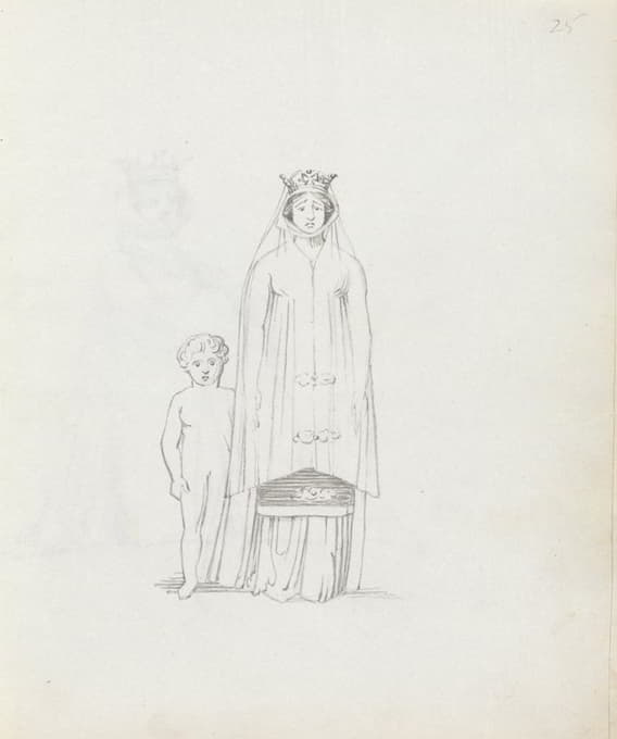 John Flaxman - Mrs. Siddons with small boy (frontal view)