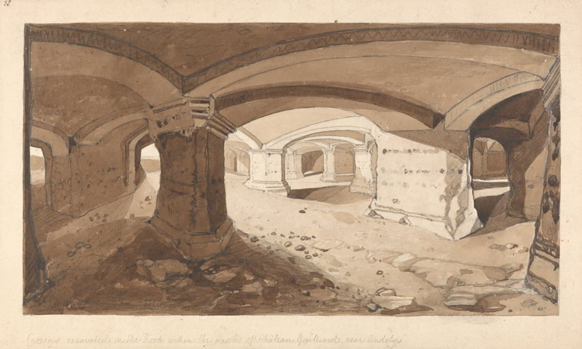 诺曼底安第斯附近盖拉德城堡岩石中挖掘的洞穴