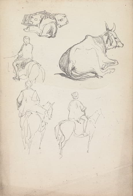 William Simpson - Studies of Oxen and Equestrians