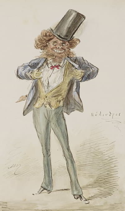 Alexander Ver Huell - Karikaturale figuur met een bolhoed