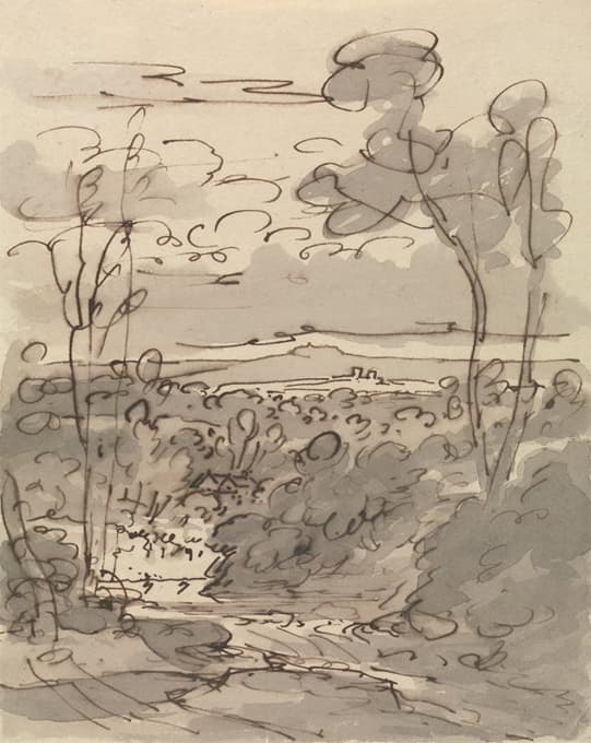 Joseph Farington - Trees and Hilly Landscape