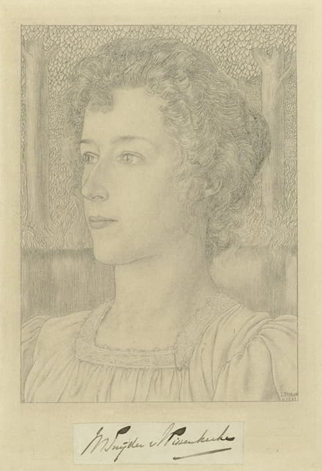 M.Cutter van Wissenkirke夫人的画像，背景是一片草地和树木