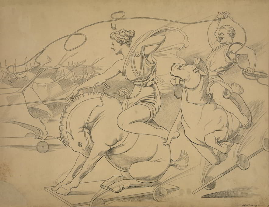 Otho Cushing - The goddess of hunting, at the request of Pallas Columbia, accustoms Teddysses to the perils of the chase