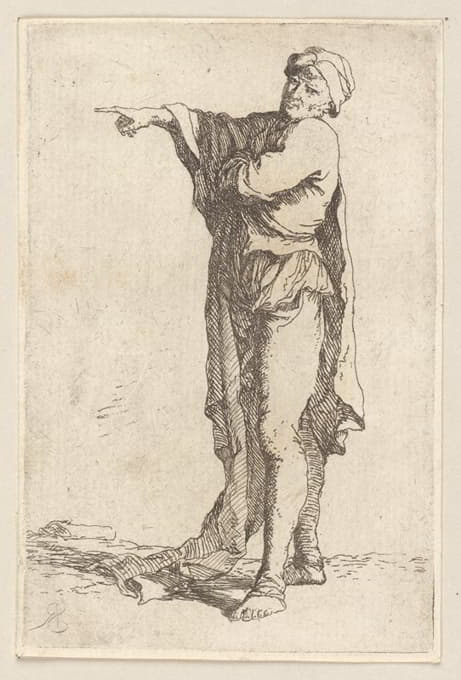 Salvator Rosa - Man, Standing, His Arm Pointing Horizontally