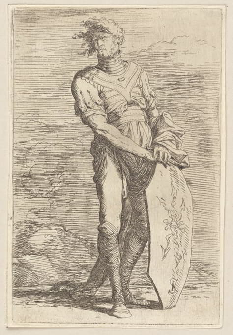 Salvator Rosa - Soldier Holding a Shield