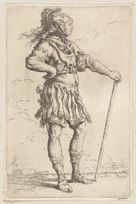 Salvator Rosa - Soldier with Cane, Facing Right
