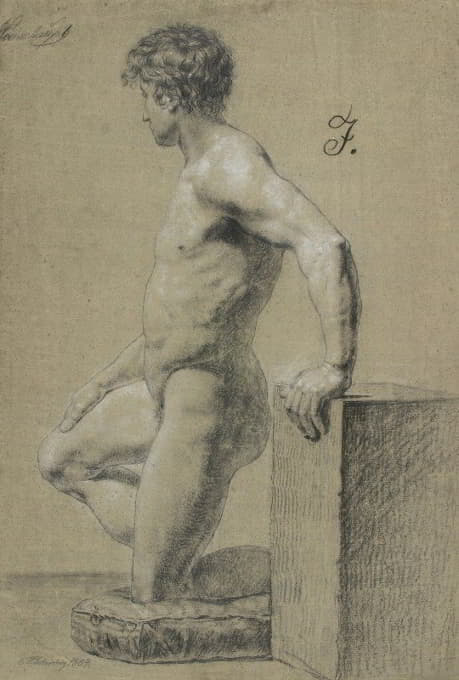 男性跪式模型，左侧侧面图
