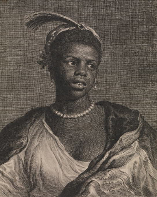 一位戴珍珠项链的非洲妇女的肖像