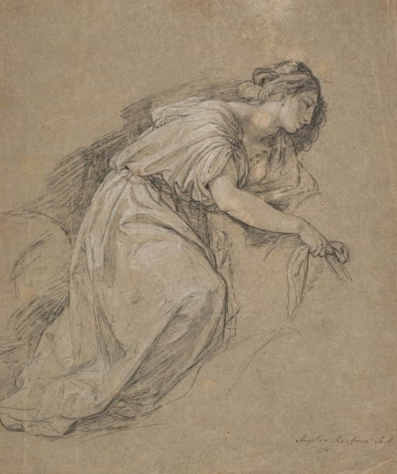 Angelica Kauffmann - Study from life of a kneeling woman in profile
