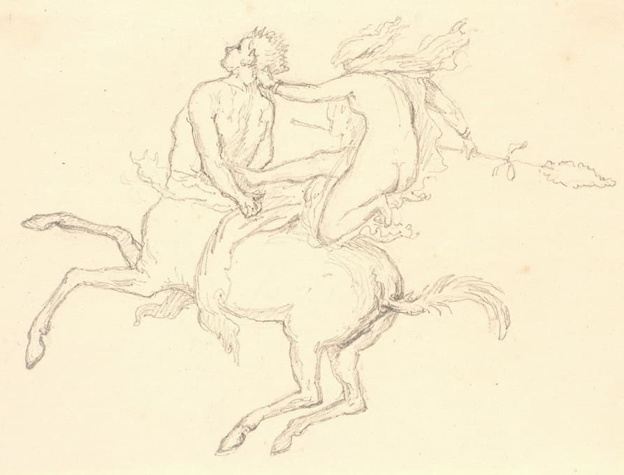 Christen Købke - Bacchantinde siddende på ryggen af en bagbunden Kentaur. Pompejiansk motiv