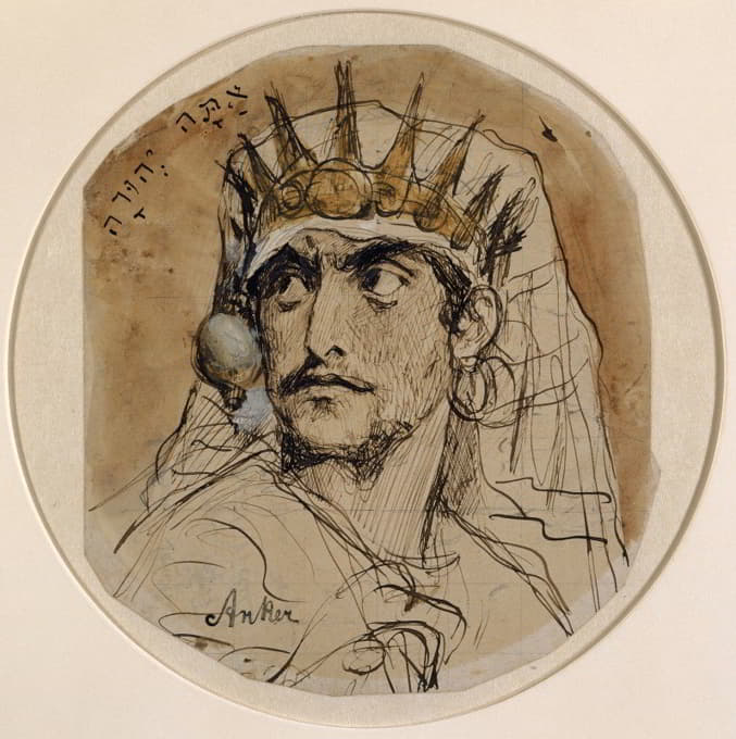 Albert Anker - Kopf eines jüdischen Königs (David)