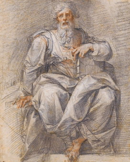 Giuseppe Cesari - A Seated Prophet, Holding A Book