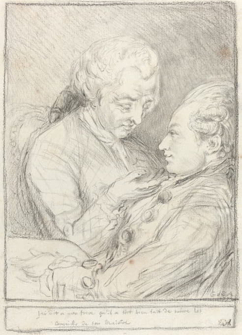 Imitator of Gabriel Jacques de Saint-Aubin - Portrait of the Artist with His Younger Brother, Augustin Saint-Aubin