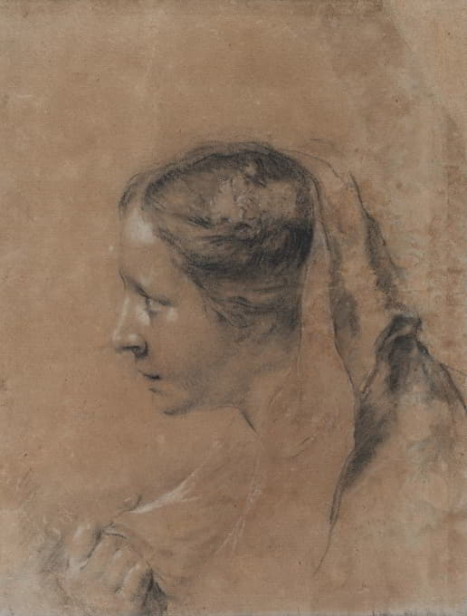 Giovanni Battista Piazzetta - Head of a Woman in Profile with a Scarf