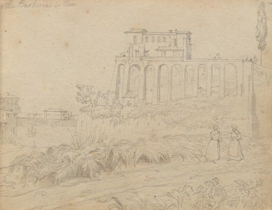 Franz Johann Heinrich Nadorp - Album with Views of Rome and Surroundings, Landscape Studies, page 07a: “Villla Barberini in Rome”