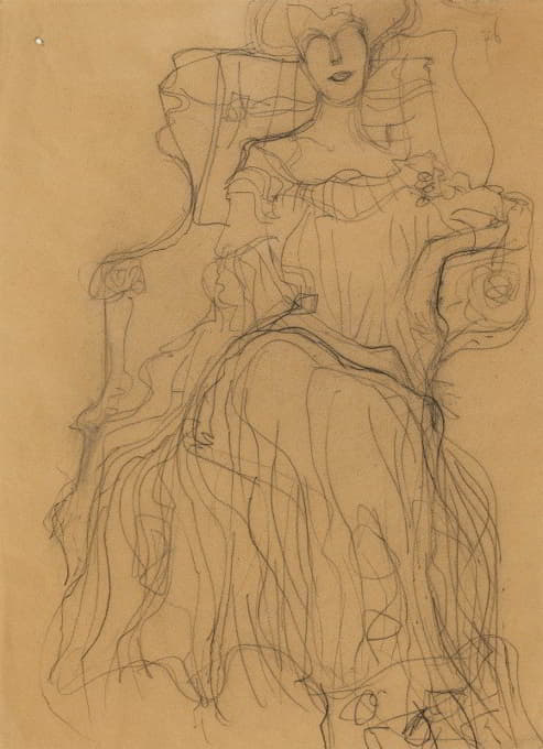 Gustav Klimt - Sitzend von vorne