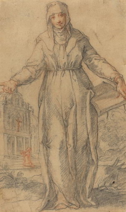 Italian 17th Century - Female Saint (Saint Clare of Assisi or Saint Catherine of Siena)