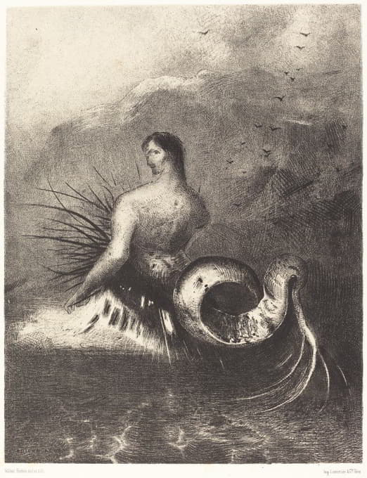 Odilon Redon - La sirene sortit des flots vetue de dards (The Siren clothed in barbs, emerged from the waves