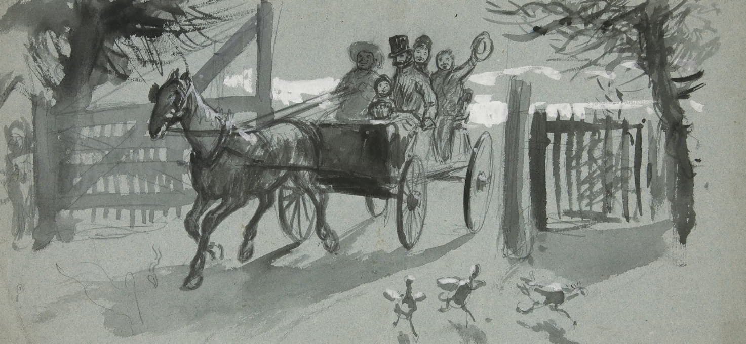 Edwin Austin Abbey - Group of people in an open cart
