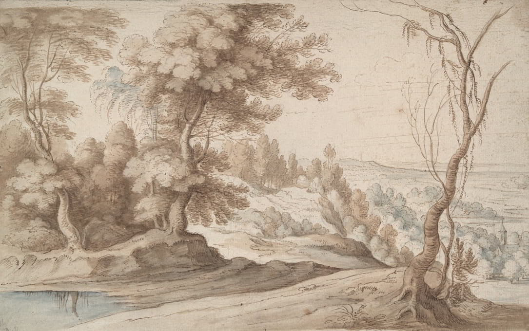 Paul Bril - Landscape with Trees and View into a Valley