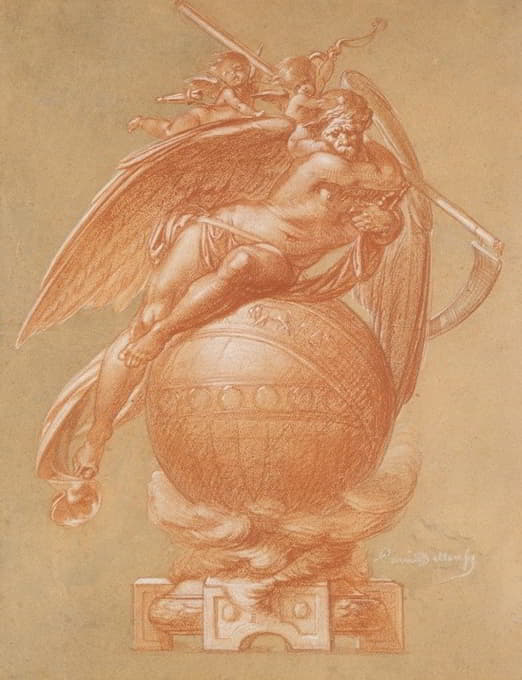 Albert-Ernest Carrier-Belleuse - Father Time on a Globe; Design for a Clock
