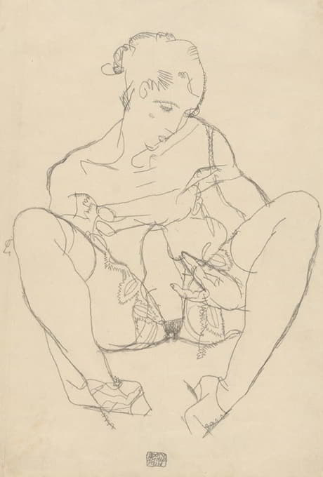 Egon Schiele - Seated Woman in Chemise