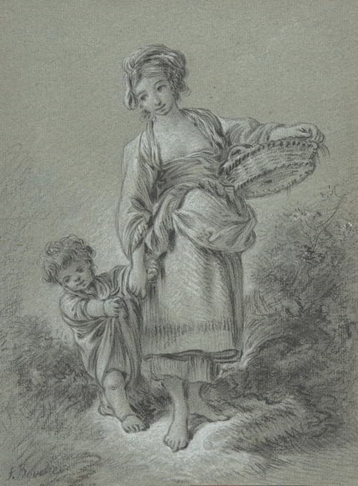François Boucher - Woman and Boy