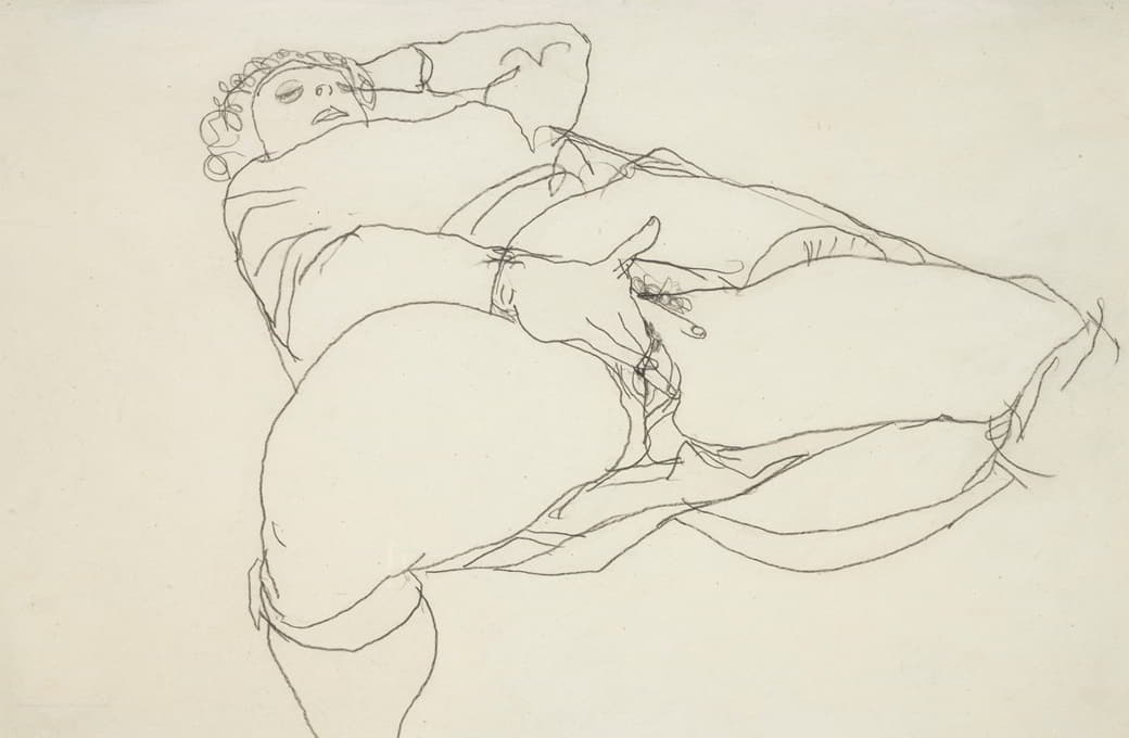 Egon Schiele - Onanierende Frau Mit Gespreizten Schenkeln (Masturbating Woman With Spread Thighs)