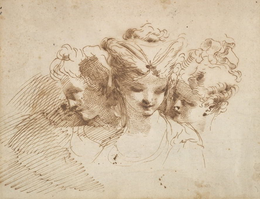 Gaetano Gandolfi - Three Female Heads
