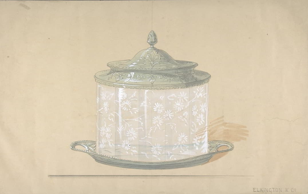 George Richards Elkington - Design for a Glass Box with a Silver Base and Cover