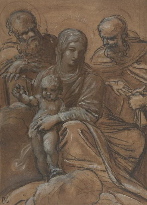 圣母玛利亚和两个男性圣徒的孩子