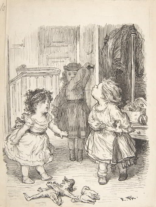 Lorenz Frølich - Three Little Girls in a Room Arguing and Spitting