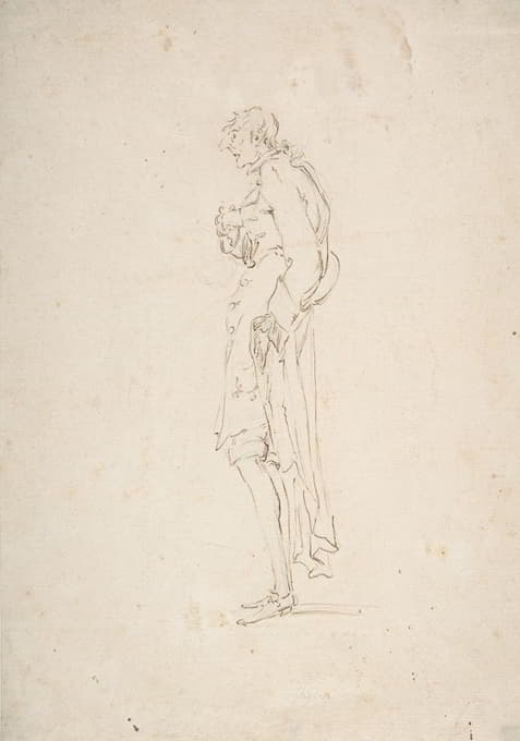 Pier Leone Ghezzi - Sketched Caricature of a Standing Man Facing Left