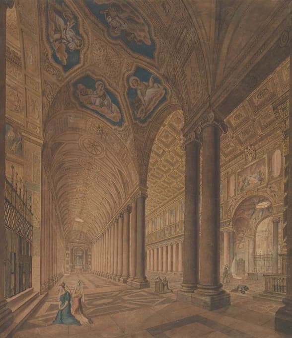 罗马圣玛丽亚马焦雷大教堂的内部视图