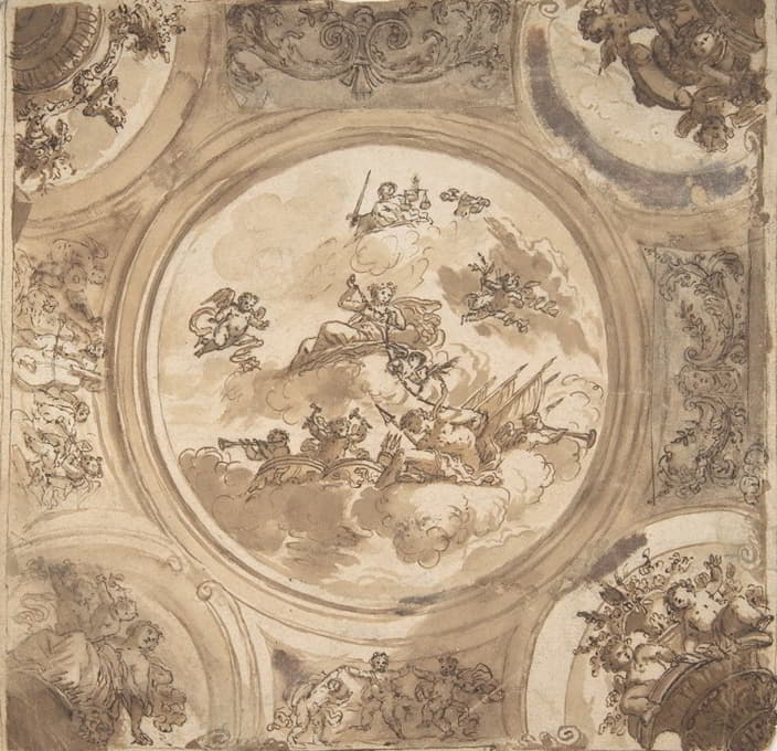 Daniel Marot the Elder - Ceiling Design with an Allegory of Victory