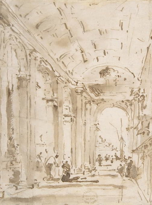 Francesco Guardi - The Arcade of the Libreria, Looking Toward San Giorgio Maggiore
