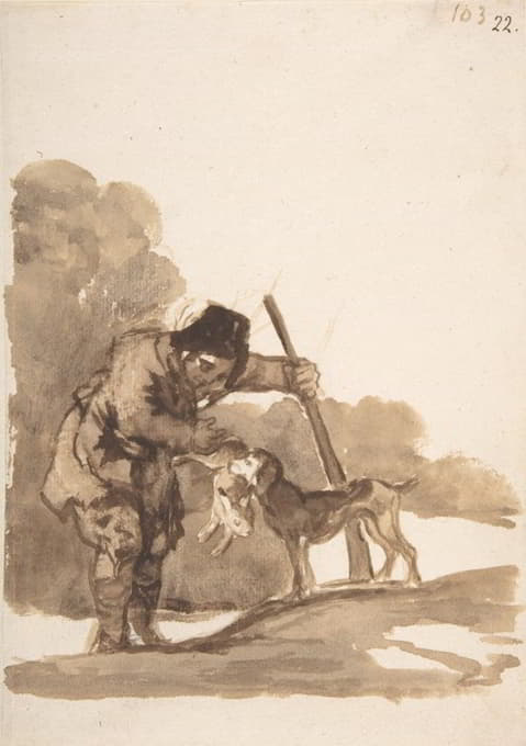 Francisco de Goya - Rabbit hunter with a Retriever