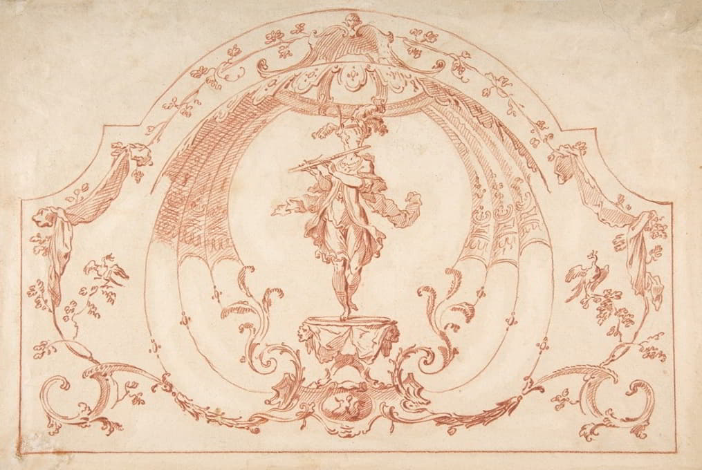 Gilles-Marie Oppenord - Design for a Decorative Panel with a Flutist