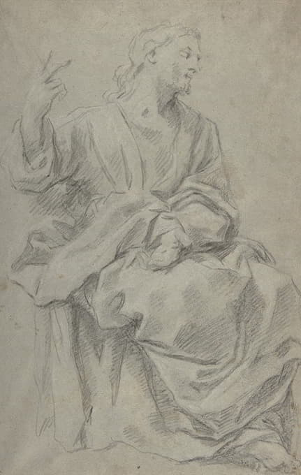 Giovanni Lanfranco - Seated Draped Male Figure