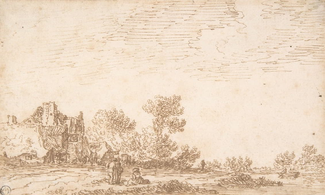 Jan van Goyen - Landscape with River and Three Figures