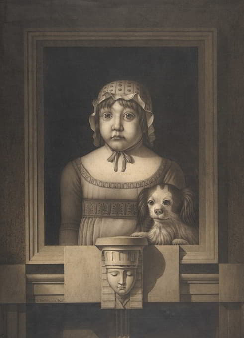 Jean Jacques Lequeu - Portrait of a Girl and Her Dog