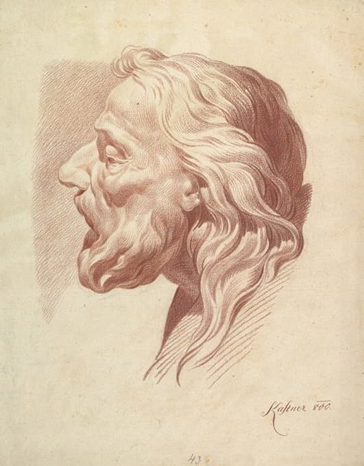 Johann Evangelist Kastner - Head of a Bearded Old Man in Profile to the Right
