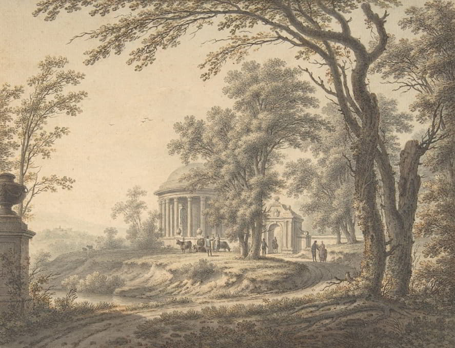 Johann Heinrich Müntz - Idyllic Landscape with Temple