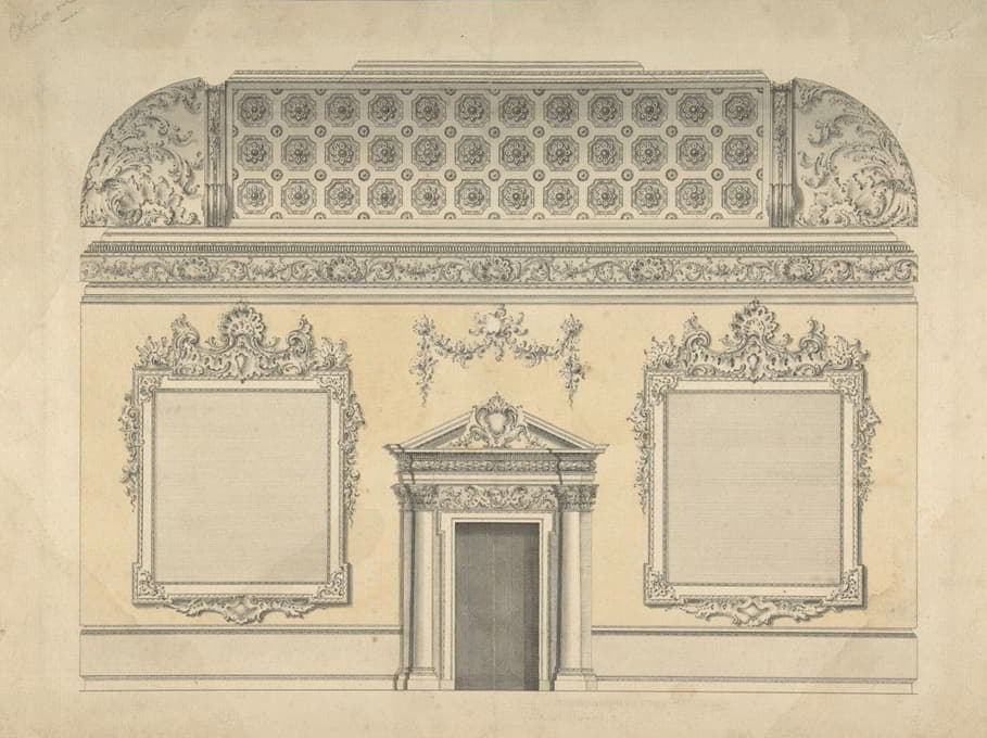 Thomas Lightoler - Design for Section of a Rococo Room, with a Coved Ceiling and Ornamented Corinthian Doorway